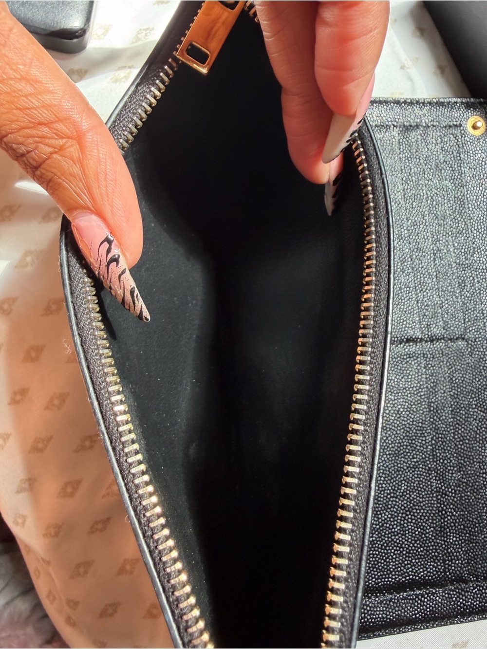 Saint Laurent Black Grain Uptown Leather Clutch with Gold YSL Emblem - Picture 9 of 9